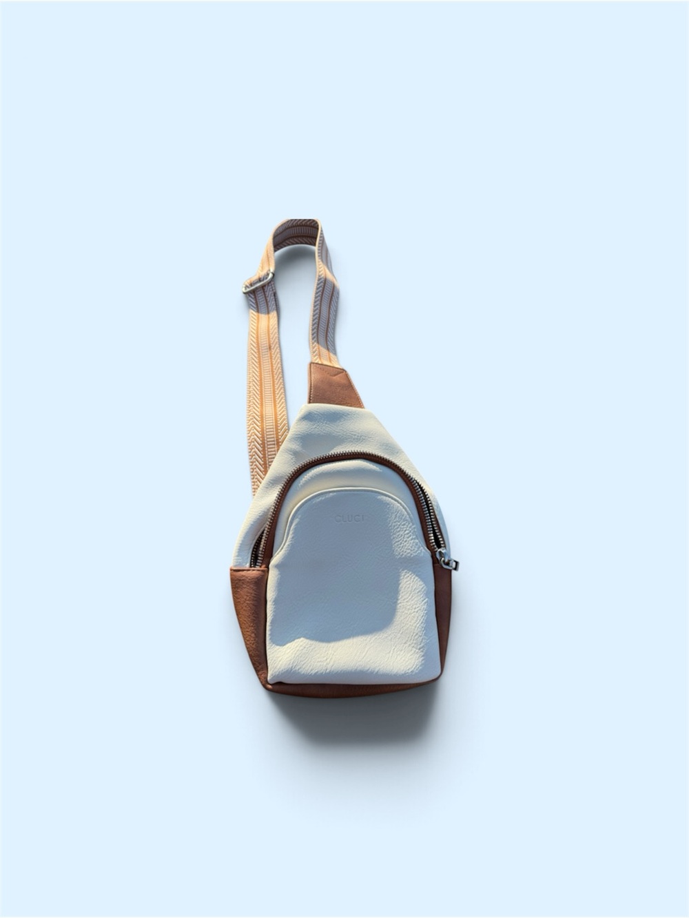 CLUCI Crossbody Sling Bag in White and Brown